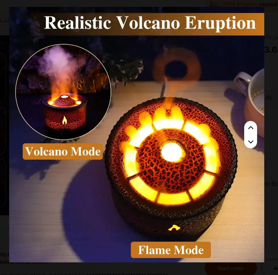 Lumea Volcano Flame Diffuser — Aromatherapy, Humidifier & Ambient Light