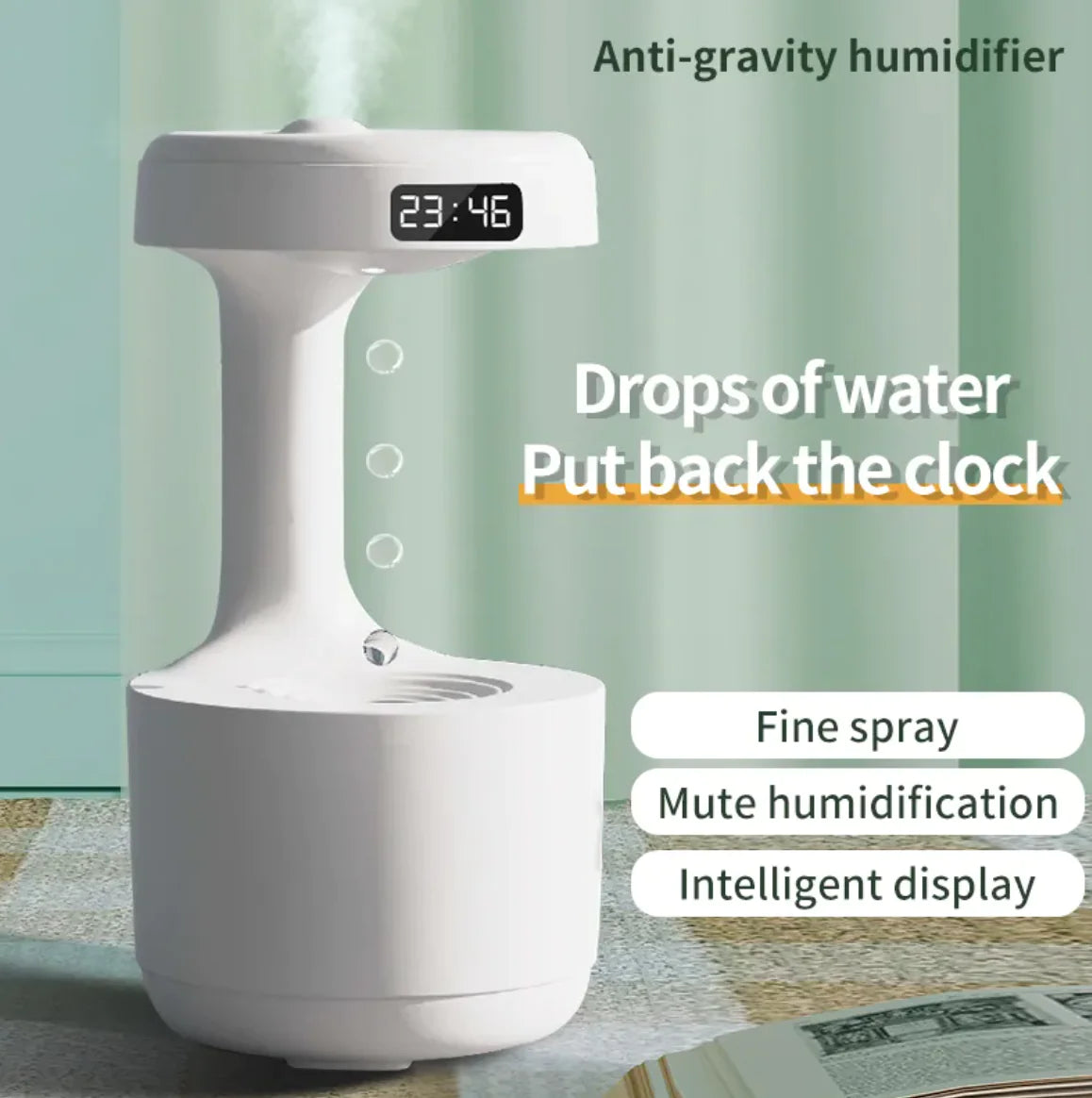 Lumea Anti-Gravity Humidifier with Clock & Aroma Diffuser